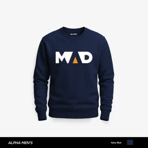 Mad Printed Navy Blue Sweatshirt for Men