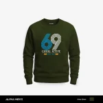 Casual Active 69 Printed Army Green Sweatshirt for Men