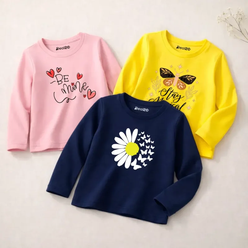 Pack of 3 Smart Pretty Mine Printed Long Sleeve T-shirts for Girls