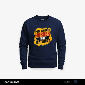 Push Harder Printed Navy Blue Sweatshirt for Men