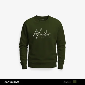 Mindset Printed Army Green Sweatshirt for Men
