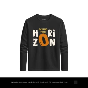 Beyond Horizon Printed Black Long Sleeve T-Shirt for Men