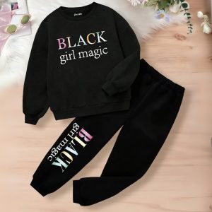Black Girl Magic Printed Sweatshirt Tracksuit for Girls