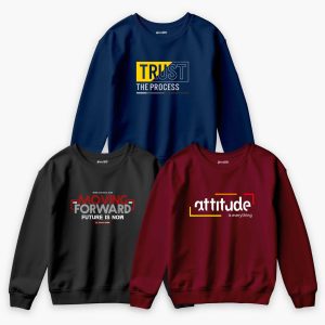 Pack of 3 Moving Trust Attitude Printed Sweatshirt For Tween Kids