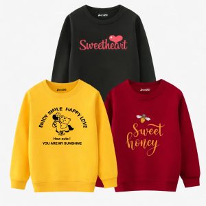 Pack of 3 Sweetheart Honey Princess Printed Sweatshirt For Girls