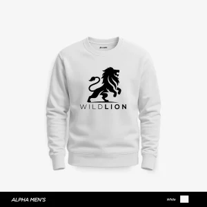 Wild Lion Printed White Sweatshirt for Men