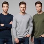 Bundle of 3 Classic Fit Henry Collar Long Sleeve T-Shirts for Men