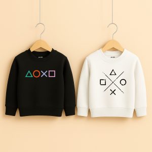 Pack of 2 Gaming Button Design Printed Sweatshirts for Young Kids