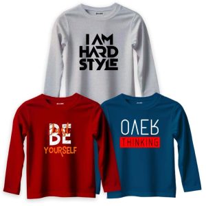 Pack of 3 Get Ready Just Style Printed Long Sleeve T-shirts For Tween Kids
