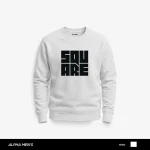 Square Printed White Sweatshirt for Men