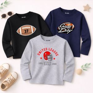 Pack of 3 United Game Day Printed Long Sleeve T-shirts for Young Kids