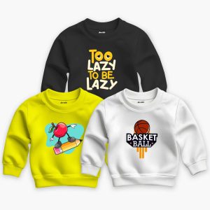 Pack of 3 Lazy Basket Printed Sweatshirt For Young Kids