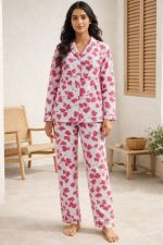 Blush Nest Pink Floral Nightwear Set for Womens