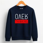 Over Thinking Printed Navy Blue Sweatshirt for Tween Kids