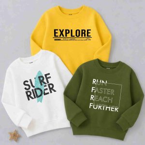 Pack of 3 Surf Explore Faster Sweatshirts for Tween Kids