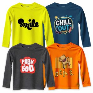 Pack of 4 Smile Chill Bear Winner Long Sleeve T-Shirts For Young Kids