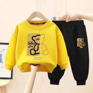 Cartoon Bear Printed Sweatshirt Tracksuit For Kids