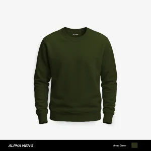 Core Plain Army Green Sweatshirt for Men