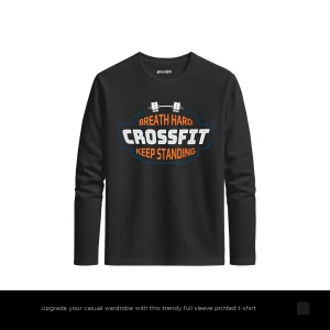 Breath Hard Printed Black Long Sleeve T-Shirt for Men