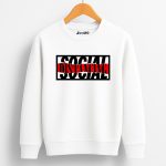 Social Distancing Printed White Sweatshirt for Tween Kids