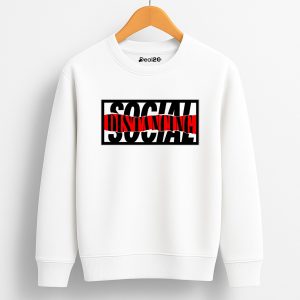 Social Distancing Printed White Sweatshirt for Tween Kids