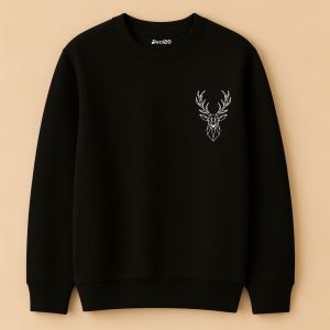 Geodeer Printed Black Sweatshirt for Men