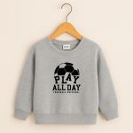 Football Day Printed Heather Grey Sweatshirt for Young Kids