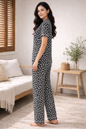 Serene Nights Floral Short Sleeve Floral Nightwear Set for Womens
