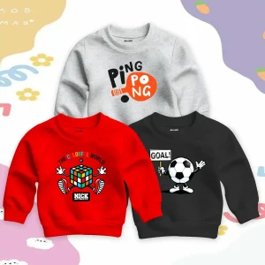 Pack of 3 Ping Pong World Printed Sweatshirts for Young Kids