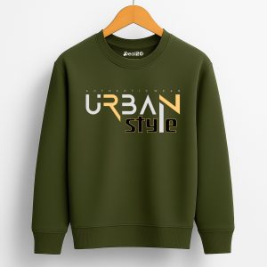 Urban Style Printed Army Green Sweatshirt for Tween Kids