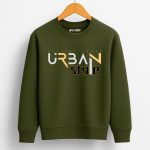 Urban Style Printed Army Green Sweatshirt for Tween Kids