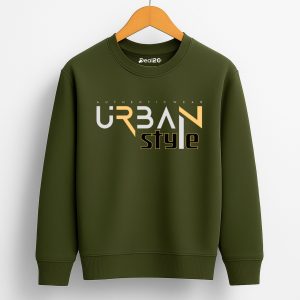 Urban Style Printed Army Green Sweatshirt for Tween Kids