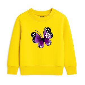 Butterfly Printed Yellow Sweatshirt for Girls