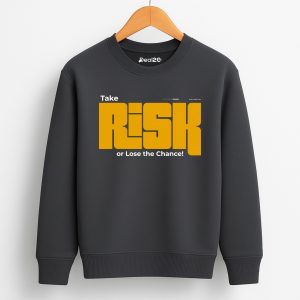 Take Risk Printed Charcoal Sweatshirt for Tween Kids