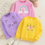 Pack of 3 Unicorn Bright Eyes Printed Sweatshirts for Girls