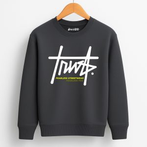 Fearless Streetwear Printed Charcoal Sweatshirt for Tween Kids