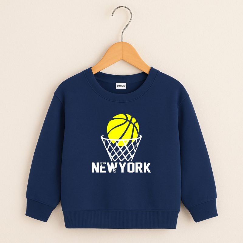 New York Printed Navy Blue Sweatshirt for Young Kids