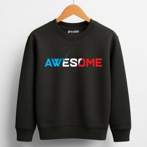 Awesome Printed Black Sweatshirt for Tween Kids