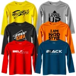 Pack of 6 Believe Black Never Mind Legend Printed Long Sleeve T-Shirts For Tween Kids