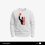 Knockout Boxing Printed White Sweatshirt for Men