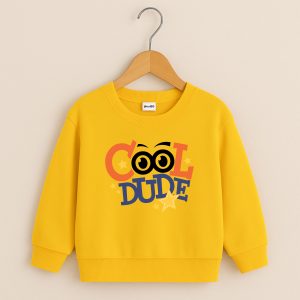 Cool Dude Printed Yellow Sweatshirt for Young Kids