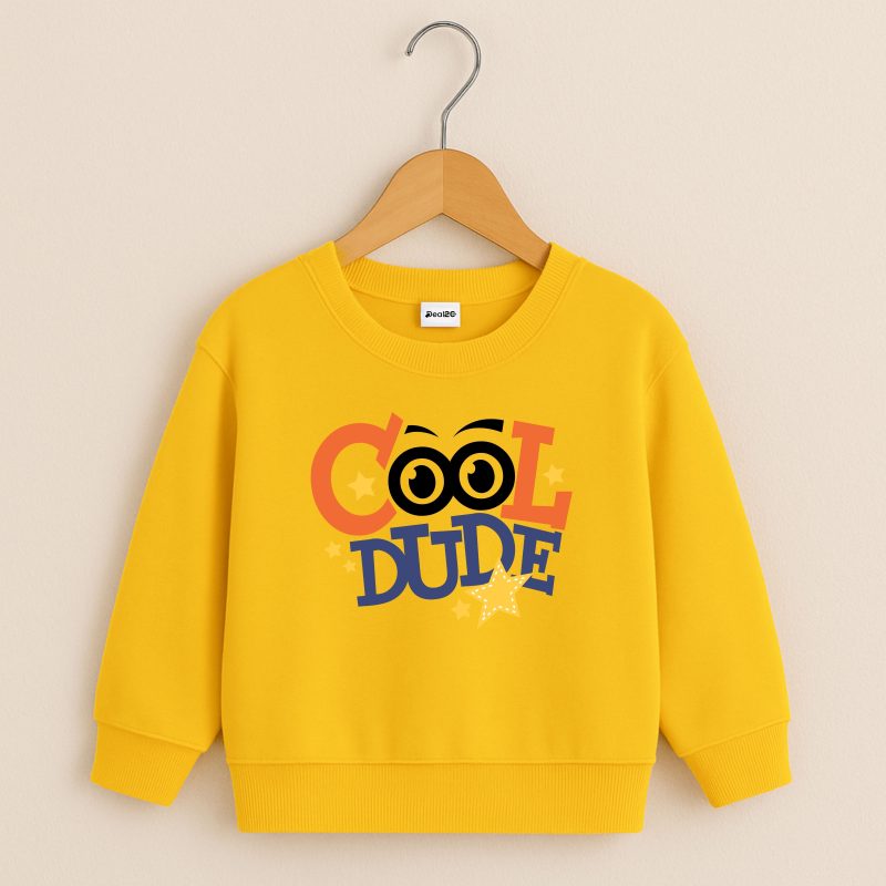 Cool Dude Printed Yellow Sweatshirt for Young Kids
