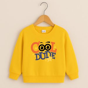 Cool Dude Printed Yellow Sweatshirt for Young Kids