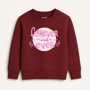 Ever Forever Printed Maroon Sweatshirt for Girls