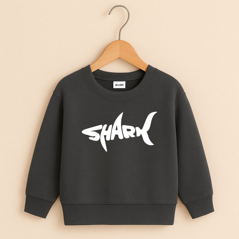 Shark Printed Charcoal Sweatshirt for Young Kids