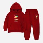 Summer Time Printed Hooded Tracksuit For Young Kids - Maroon