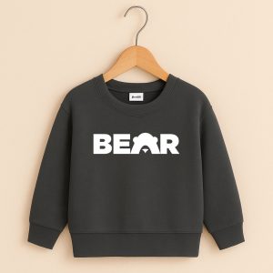 Bold Bear Printed Charcoal Sweatshirt for Young Kids