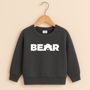 Bold Bear Printed Charcoal Sweatshirt for Young Kids