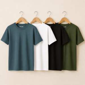 Bundle of 4 Smart Solid Colors T-Shirts for Mens