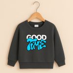 Good Time Printed Charcoal Sweatshirt for Young Kids